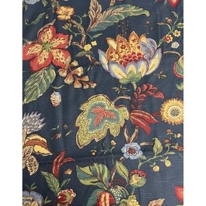 Jay Yang Design Floral Jacobean Upholstery Cotton Fabric 54" X 162" Navy Blue
